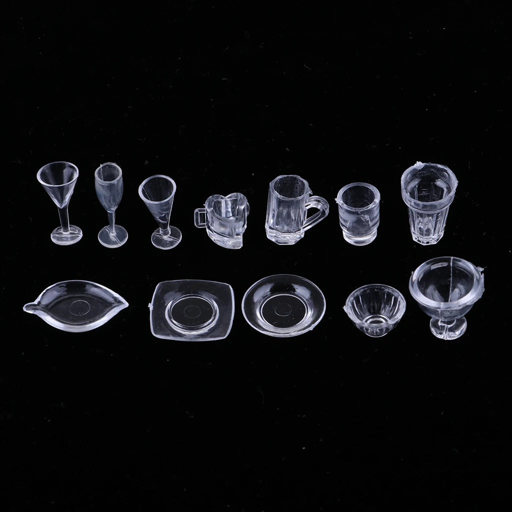 13 pcs Assorted Random Miniature Glassware Wine Glass Ice Cream Cup Plates kitchenware