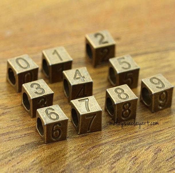 1-10 Number Bronze Charms Vintage Zakka