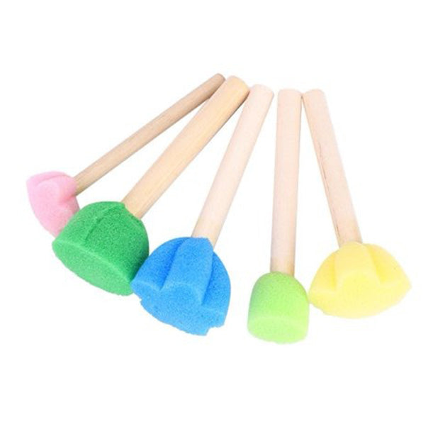 Wooden Sponge Painting Brush 5pcs Foam Brush