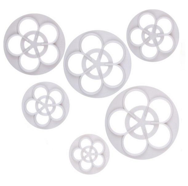 6 Piece Rose Fondant Gum Paste Cutter Set