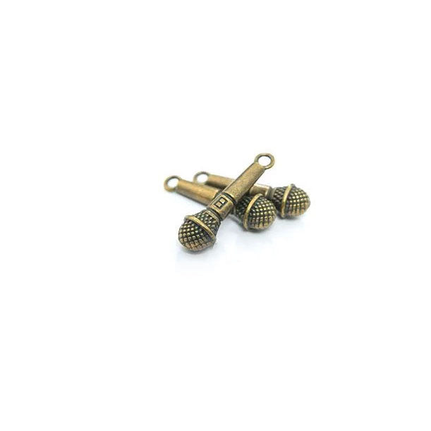 1 x Music Mic Bronze Vintage Zakka Charm