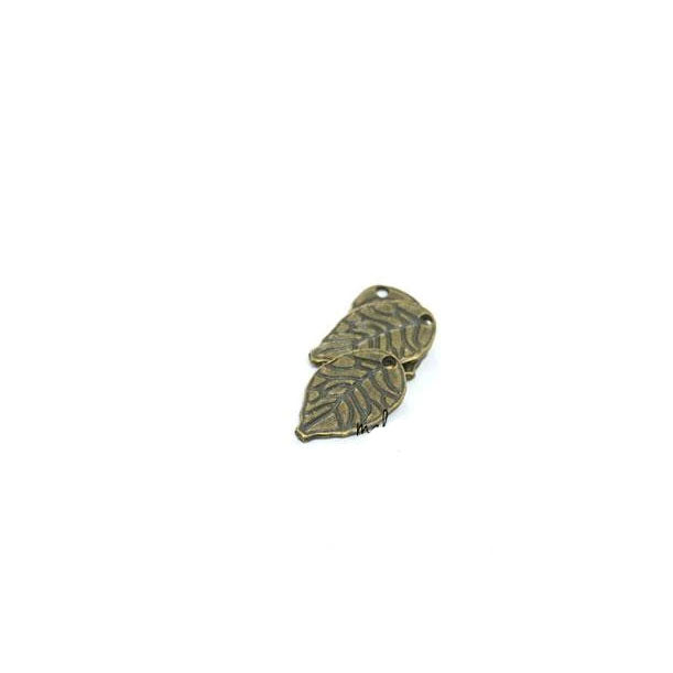 1 x Leaf Bronze Vintage Zakka Charm (Design 2)