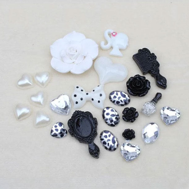 DIY Decoden Rose Resin Cabochon Pack - Black