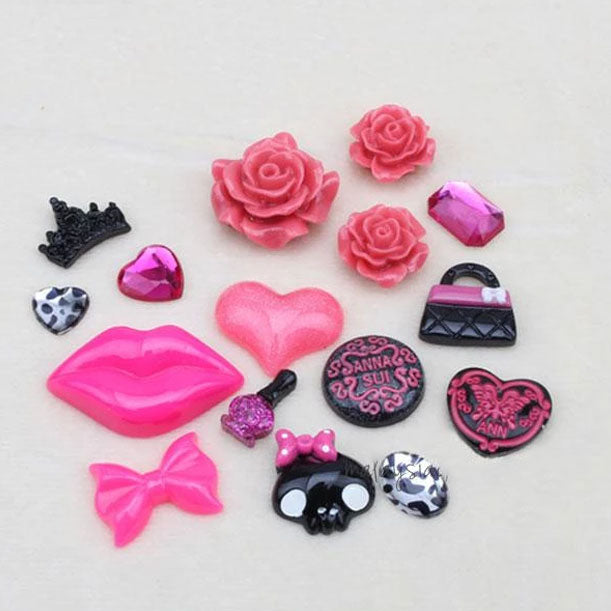 DIY Decoden Rose Resin Cabochon Pack - Magenta