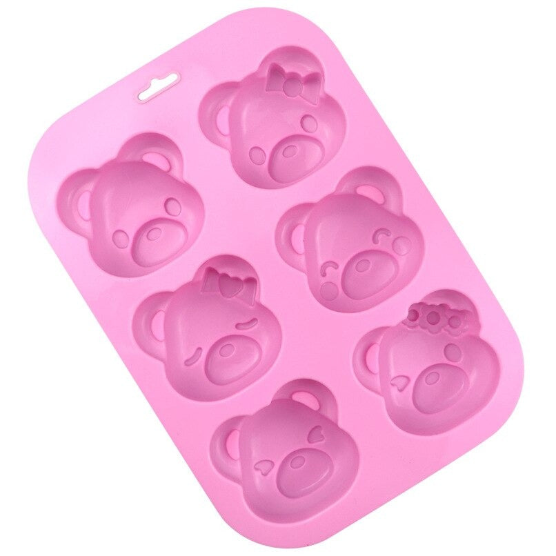 Cute Bear 6 Cavity Silicone Mold