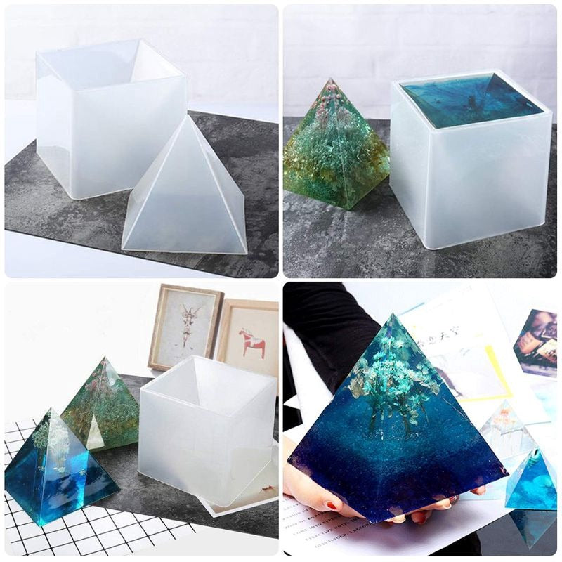 Large DIY Pyramid Resin Silicone Mold With Fixed Frame For DIY Crystal UV Epoxy Jewelry Decoration