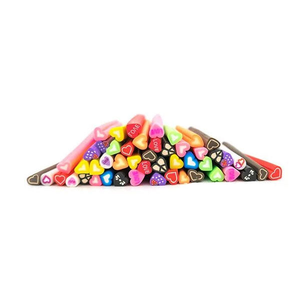 50 x Assorted Love Shaped Polymer Clay Canes Bulk (Wholesale)