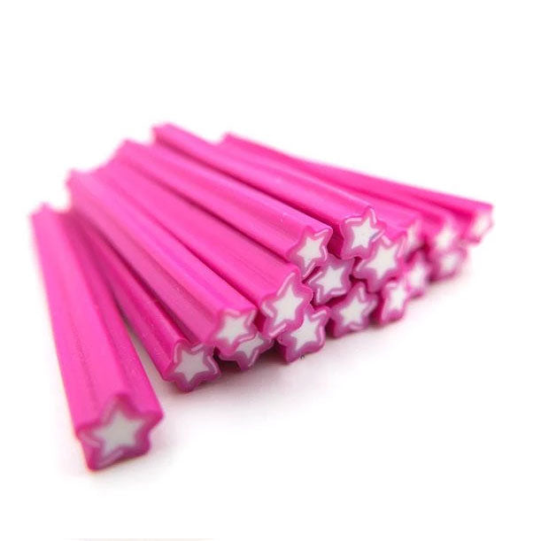 1 x Pink Star Polymer Clay Cane