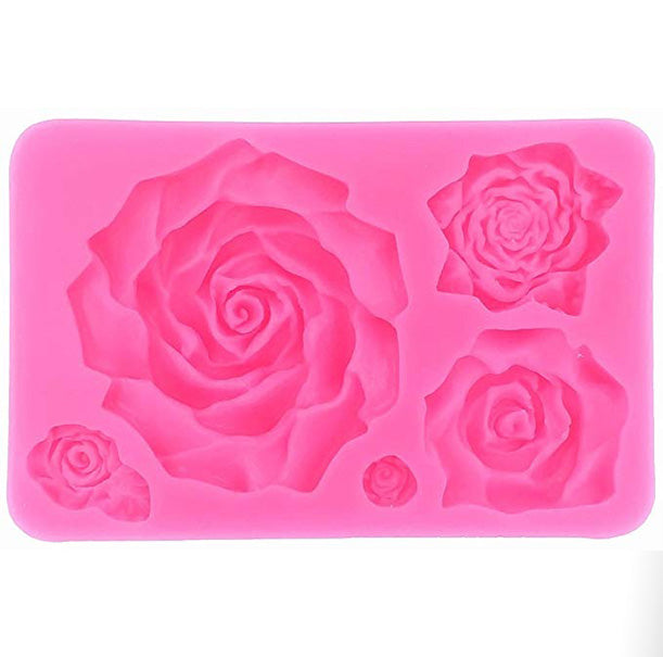 Large Rose Silicone Mold - 5 Cavity