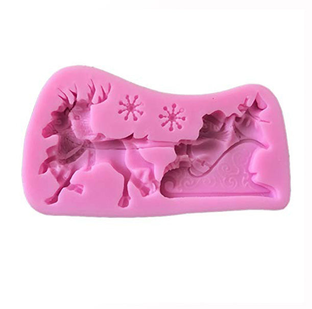 Santa Claus Elk Carriage Snowflake Silicone Mold