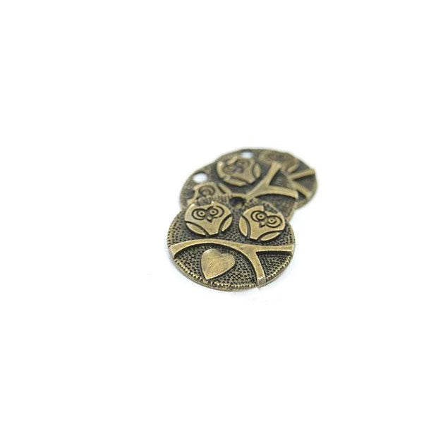 1 x 2 Owls Bronze Vintage Zakka Charm