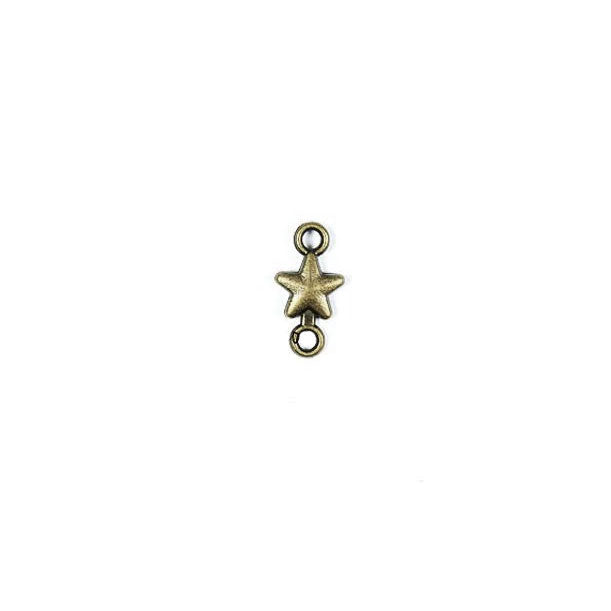 1 x DIY Zakka Vintage Star Charm Double Loop (1.5cm)