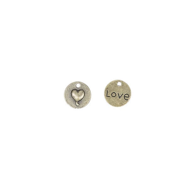 1 x DIY Zakka Vintage Love Heart Charm (1.4cm)