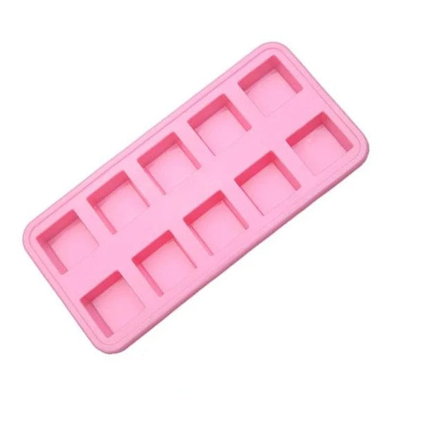 Square 10 cavity Silicone Mold Chocolate, Pudding, Soap Making