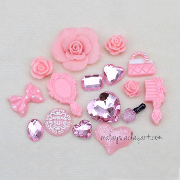 DIY Decoden Rose Resin Cabochon Pack - Light Pink