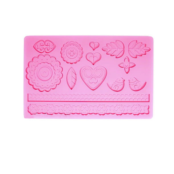 Floral and Lace Fondant Silicone Mold