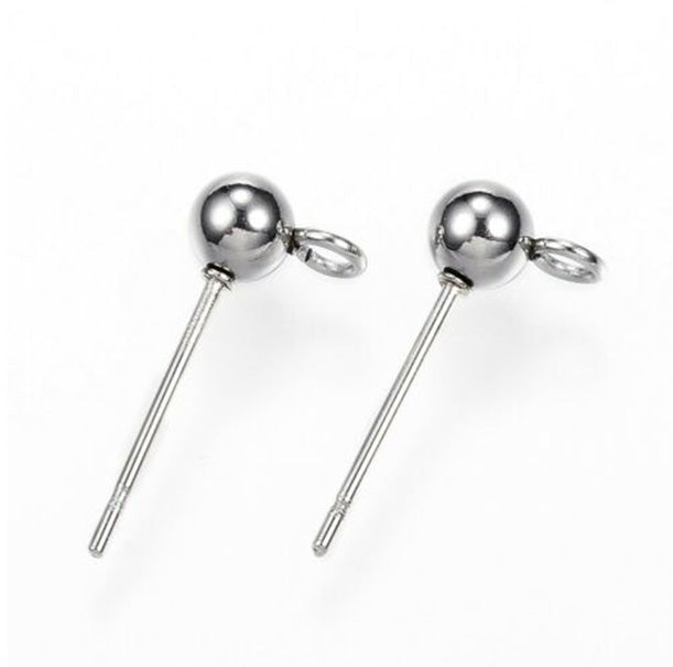 10 x Stainless Steel Ball Earring