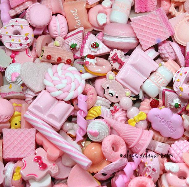 10 x Pink Assorted Mix Kawaii Decoden Kit Cute Cabochons