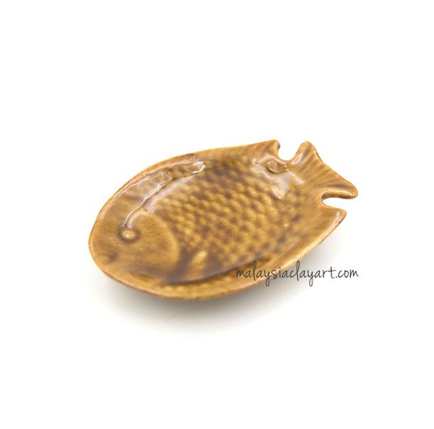 1 x Miniature Thai Food Dish Fish Ceramic Plate