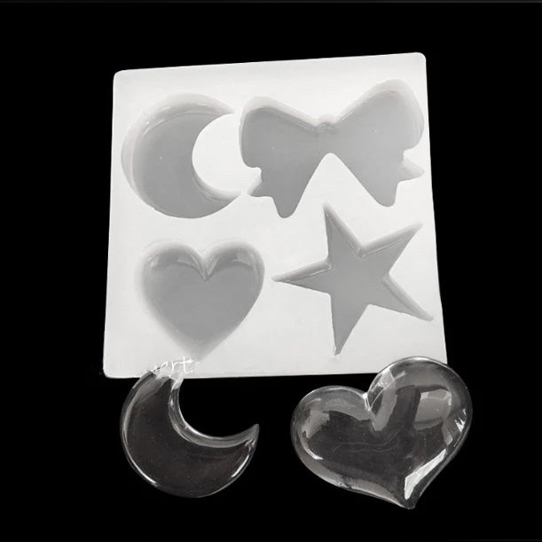 Love Star Ribbon and Moon High Gloss Silicone Mold