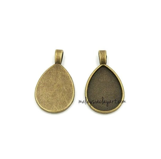 1 x Necklace Pendant Teardrop Frame Bronze