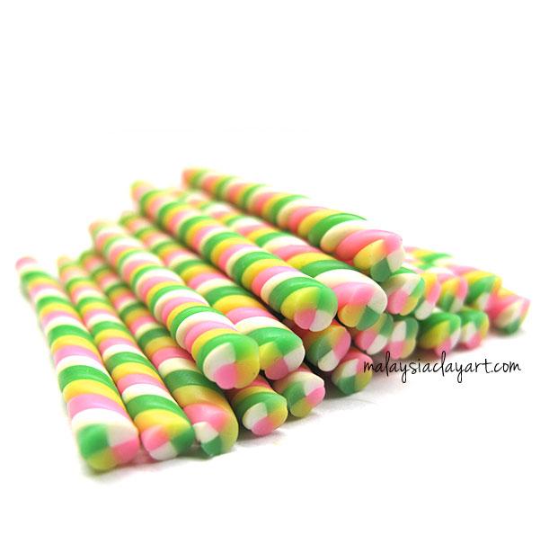 1 x Candy Swirl Green Polymer Clay Cane