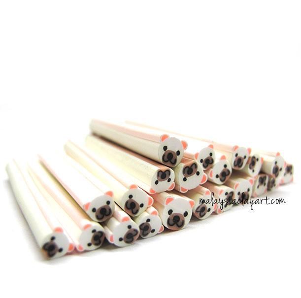 1 x Cute White Bear Polymer Clay Cane