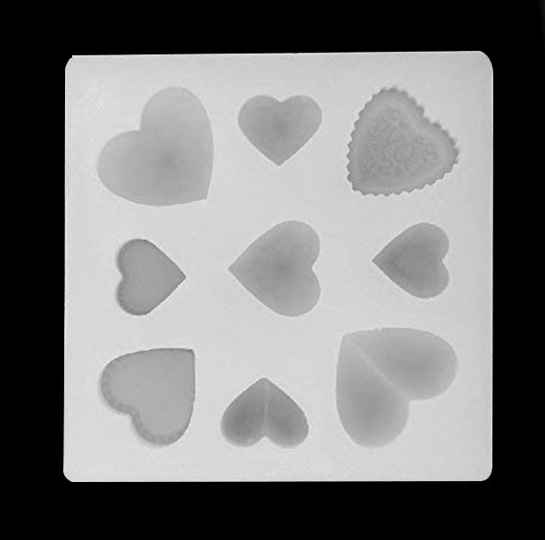 Love Heart High Gloss Silicone Mold 9 Cavity