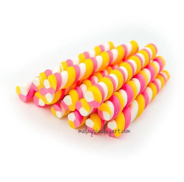 1 x Candy Swirl Pink Polymer Clay Cane