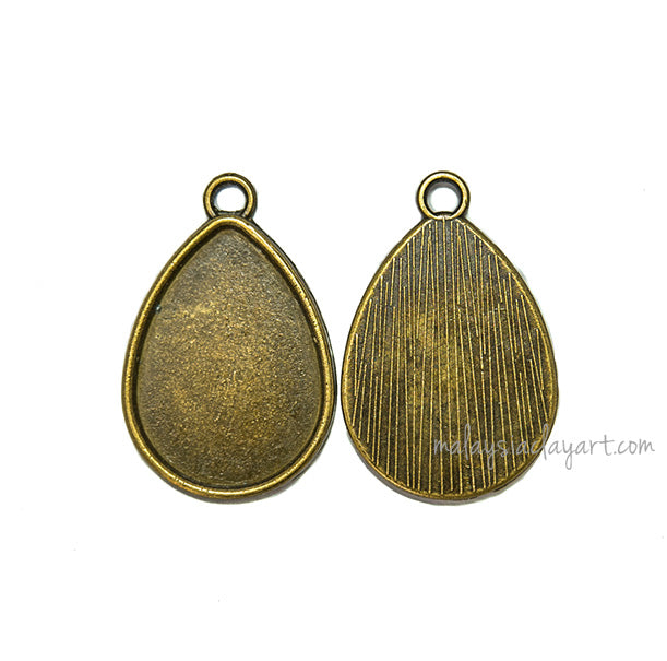 1 x Necklace Pendant Teardrop Frame Bronze